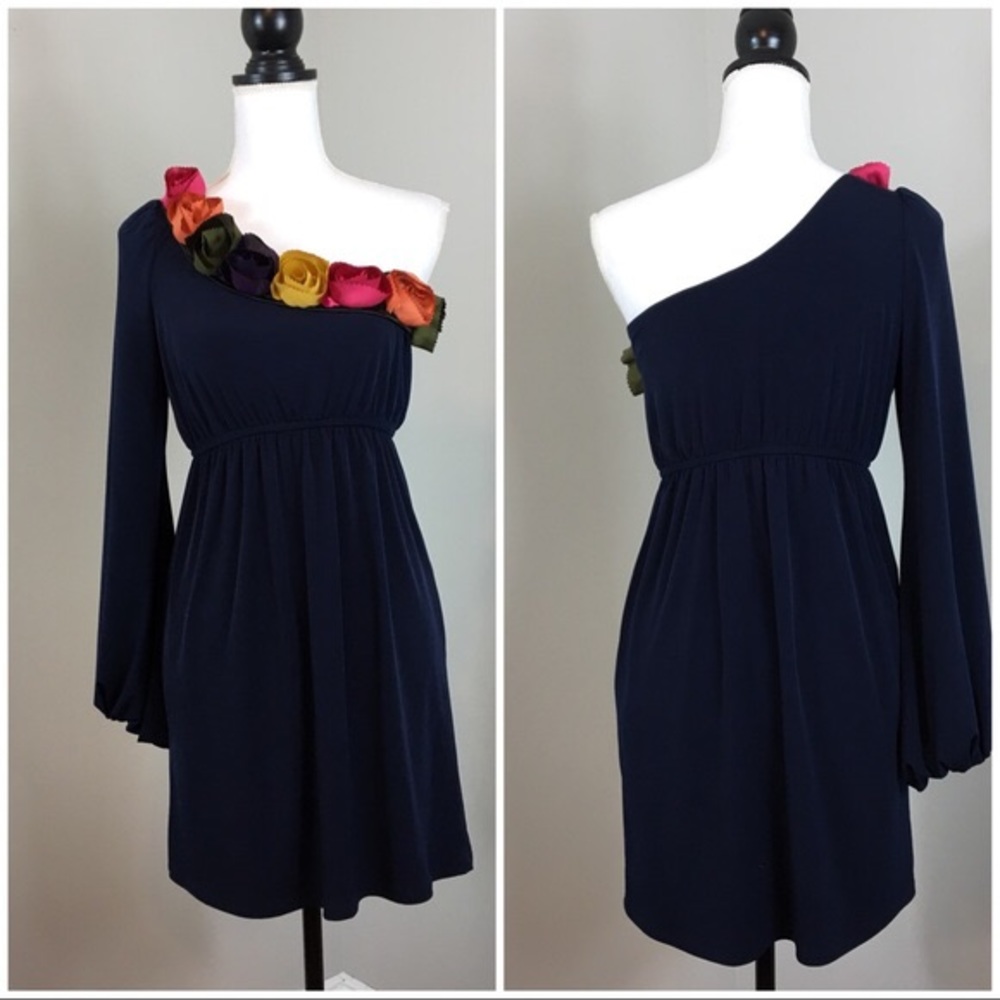 Black, one shoulder long sleeve JudithMarch dress